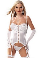 Corset in satin with open lacing front